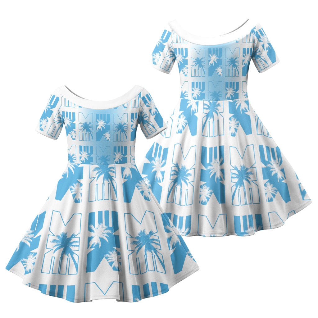 Bula Fiji Family Matching Summer Maxi Dress and Hawaiian Shirt White Makare Masi Tapa Pattern LT05 Daughter's Dress White - Polynesian Pride