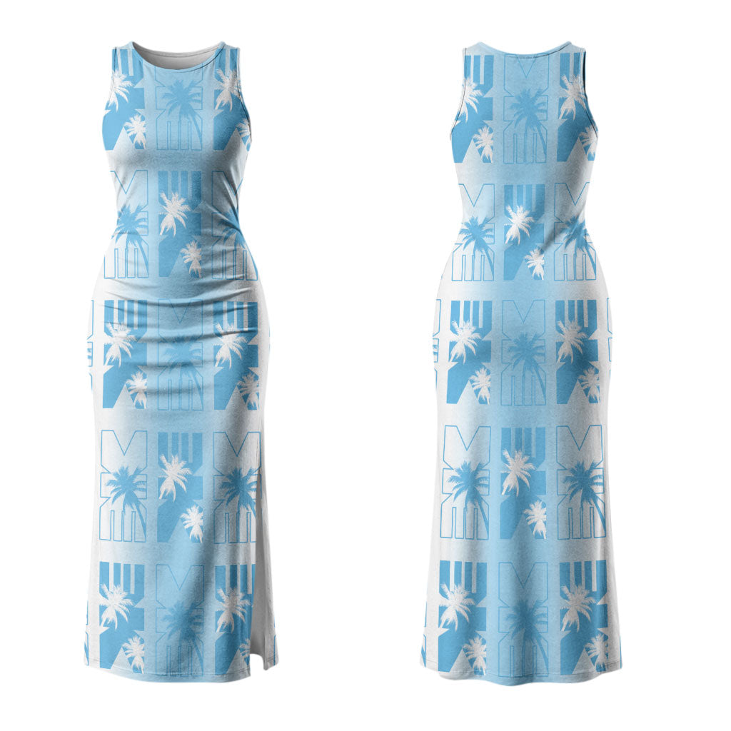 Bula Fiji Family Matching Tank Maxi Dress and Hawaiian Shirt White Makare Masi Tapa Pattern LT05 Mom's Dress White - Polynesian Pride