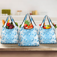 Bula Fiji Grocery Bag White Makare Masi Tapa Pattern LT05 3-pack One Size White - Polynesian Pride