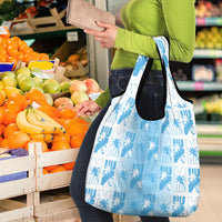 Bula Fiji Grocery Bag White Makare Masi Tapa Pattern LT05 - Polynesian Pride