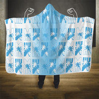 Bula Fiji Hooded Blanket White Makare Masi Tapa Pattern LT05 - Polynesian Pride
