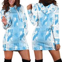 Bula Fiji Hoodie Dress White Makare Masi Tapa Pattern LT05 - Polynesian Pride