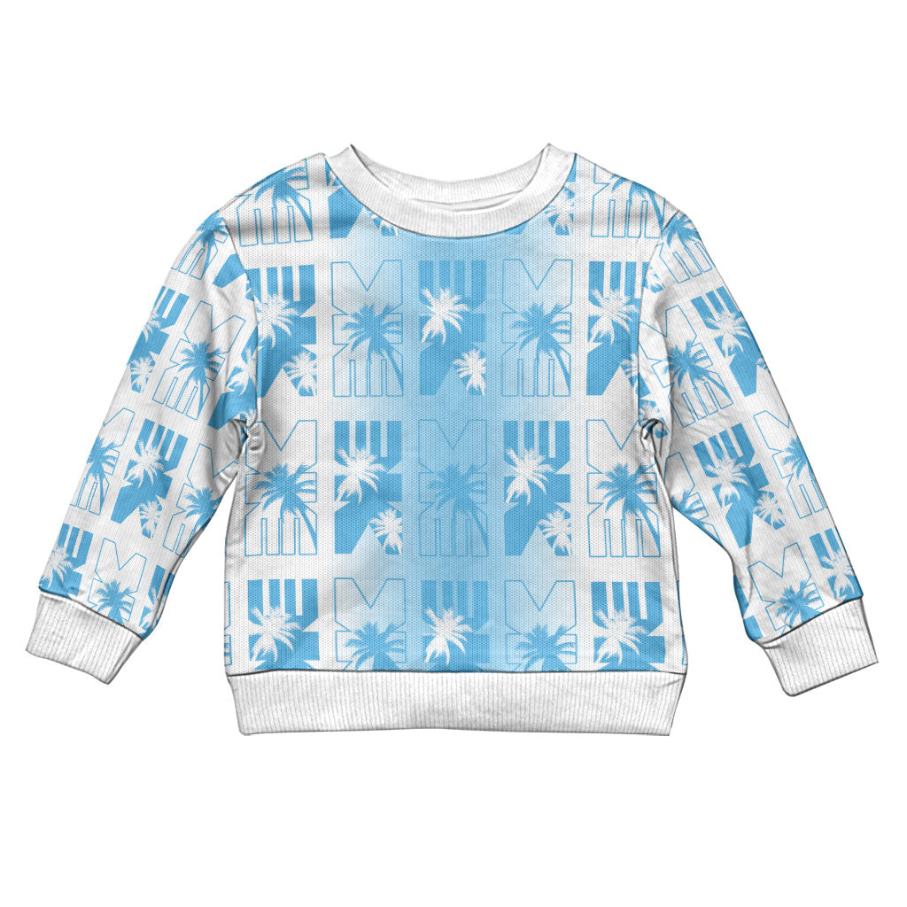 Bula Fiji Kid Ugly Christmas Sweater White Makare Masi Tapa Pattern