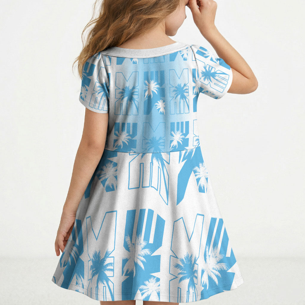 Bula Fiji Kid Short Sleeve Dress White Makare Masi Tapa Pattern LT05 - Polynesian Pride