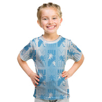 Bula Fiji Kid T Shirt White Makare Masi Tapa Pattern LT05 White - Polynesian Pride