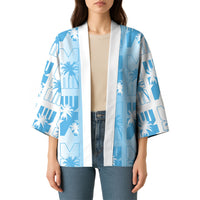 Bula Fiji Kimono White Makare Masi Tapa Pattern LT05 - Polynesian Pride