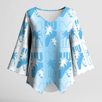 Bula Fiji Kimono Sleeve Blouse White Makare Masi Tapa Pattern LT05 Female White - Polynesian Pride