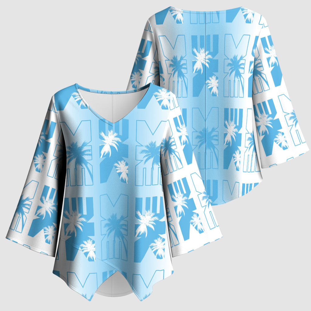 Bula Fiji Kimono Sleeve Blouse White Makare Masi Tapa Pattern LT05 - Polynesian Pride