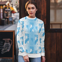 Bula Fiji Ugly Christmas Sweater White Makare Masi Tapa Pattern LT05 - Polynesian Pride