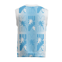 Bula Fiji Christmas Knitted V-Neck Vest White Makare Masi Tapa Pattern LT05 - Polynesian Pride