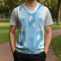 Bula Fiji Christmas Knitted V-Neck Vest White Makare Masi Tapa Pattern LT05 - Polynesian Pride
