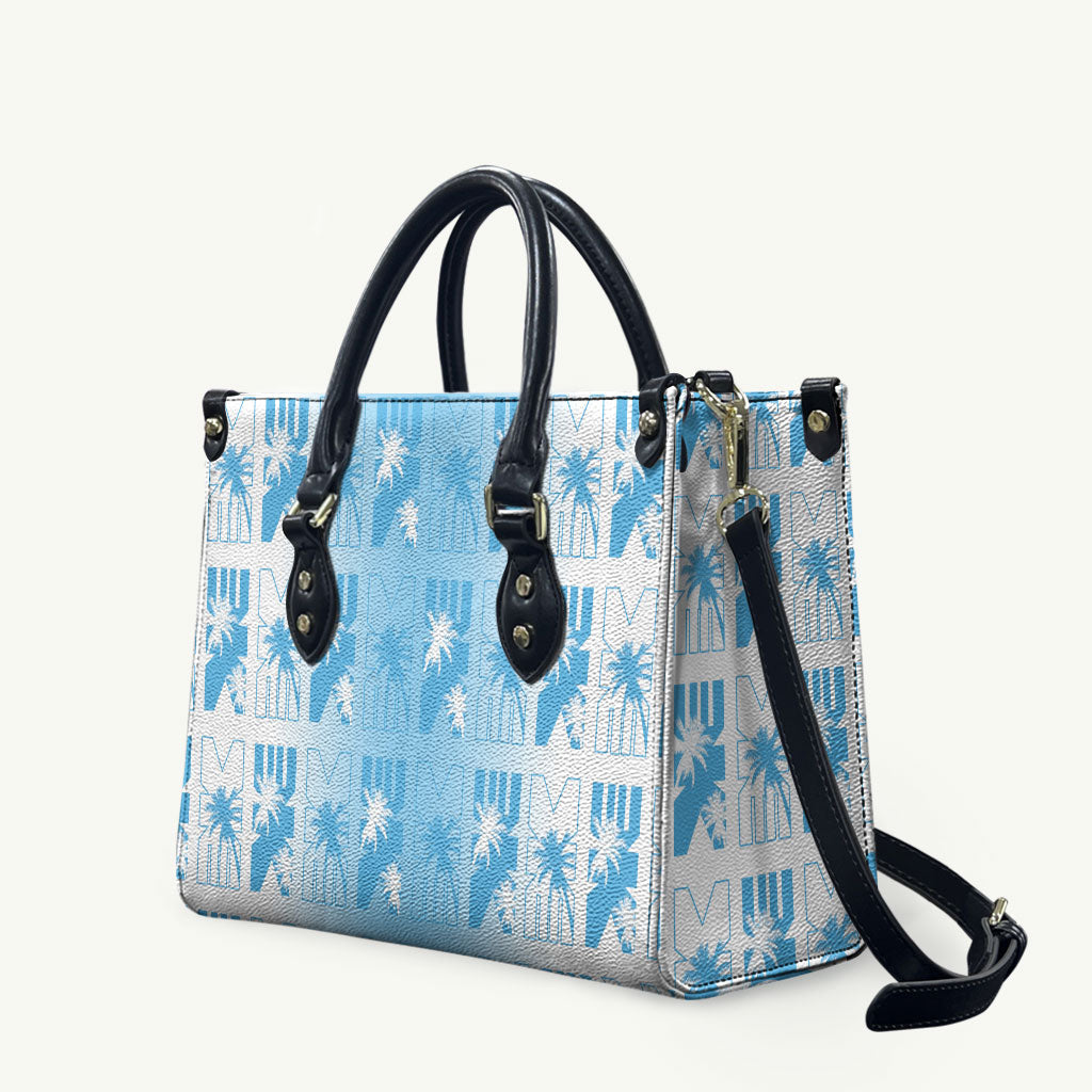 Bula Fiji Leather Bag White Makare Masi Tapa Pattern LT05 White - Polynesian Pride