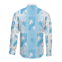 Bula Fiji Long Sleeve Button Shirt White Makare Masi Tapa Pattern LT05 - Polynesian Pride