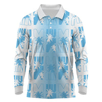 Bula Fiji Long Sleeve Polo Shirt White Makare Masi Tapa Pattern LT05 White - Polynesian Pride