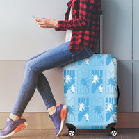 Bula Fiji Luggage Cover White Makare Masi Tapa Pattern LT05 - Polynesian Pride