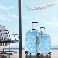 Bula Fiji Luggage Cover White Makare Masi Tapa Pattern LT05 - Polynesian Pride