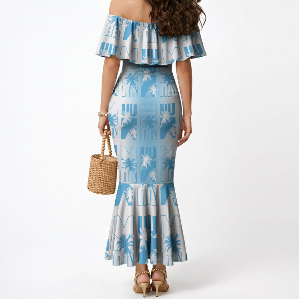 Bula Fiji Mermaid Dress White Makare Masi Tapa Pattern LT05 - Polynesian Pride