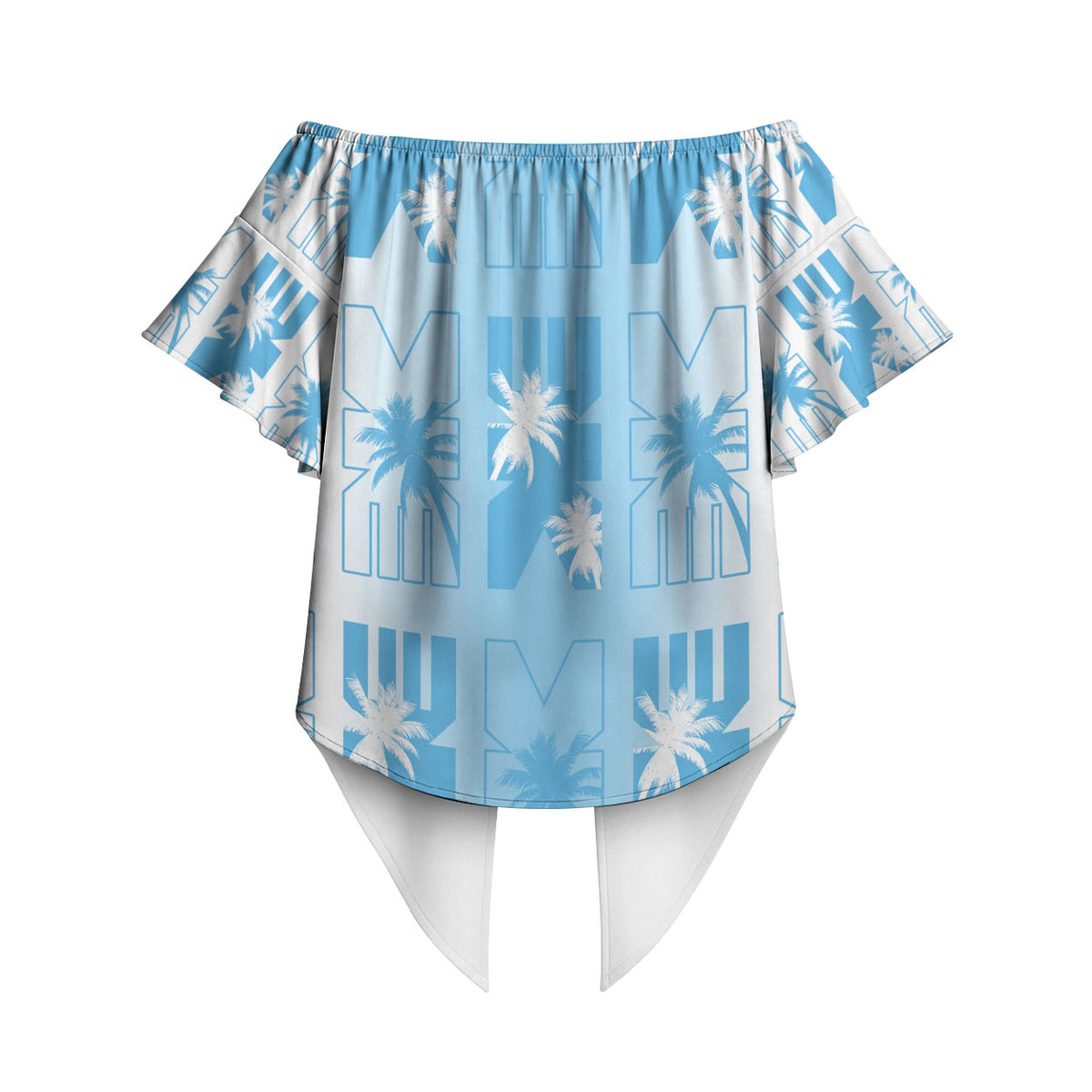 Bula Fiji Off Shoulder Wrap Waist Top White Makare Masi Tapa Pattern LT05 - Polynesian Pride