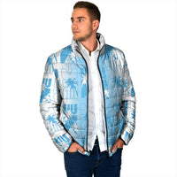 Bula Fiji Padded Jacket White Makare Masi Tapa Pattern LT05 - Polynesian Pride