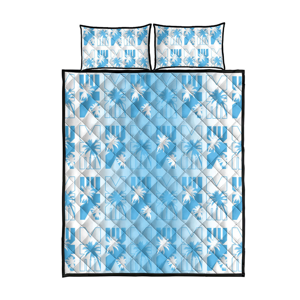 Bula Fiji Quilt Bed Set White Makare Masi Tapa Pattern LT05 - Polynesian Pride