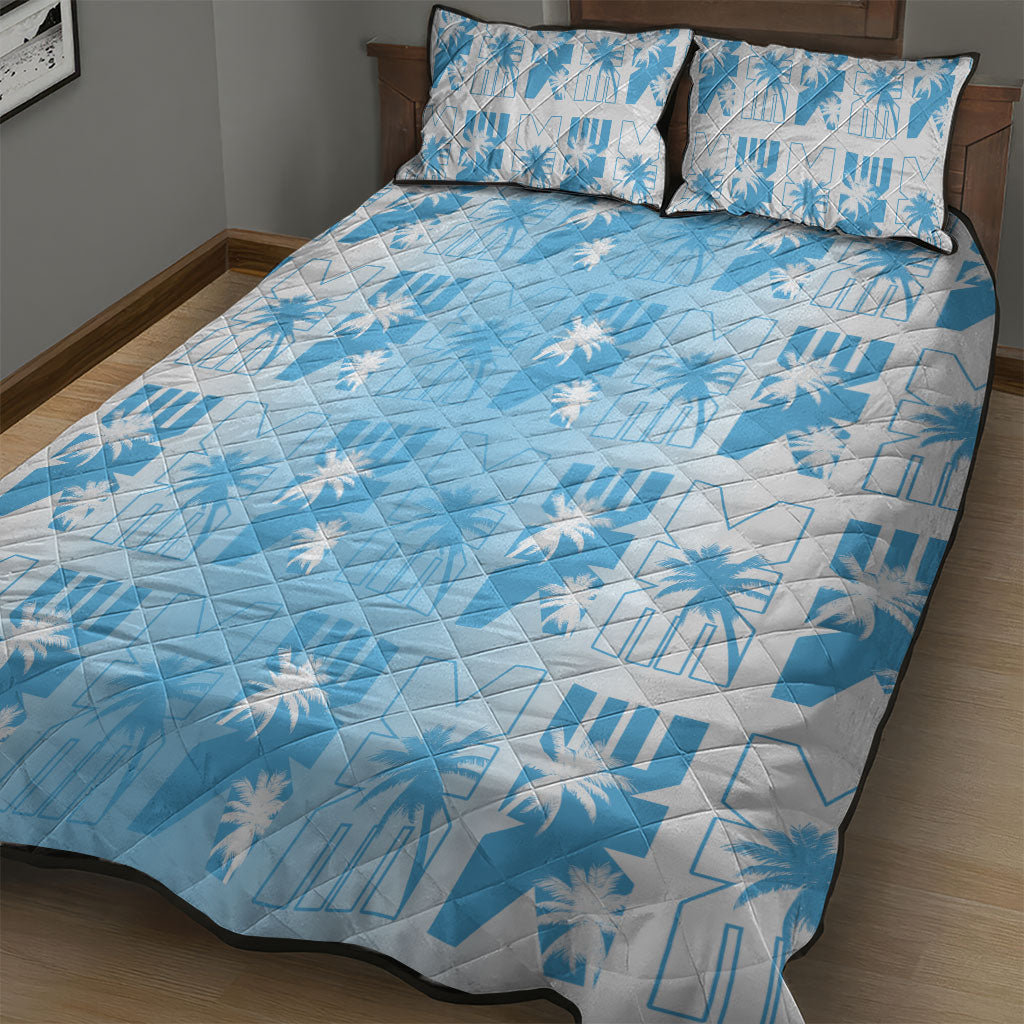 Bula Fiji Quilt Bed Set White Makare Masi Tapa Pattern LT05 - Polynesian Pride
