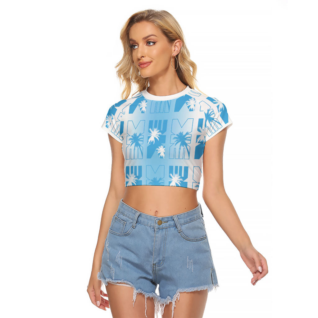 Bula Fiji Raglan Cropped T Shirt White Makare Masi Tapa Pattern LT05 Female White - Polynesian Pride