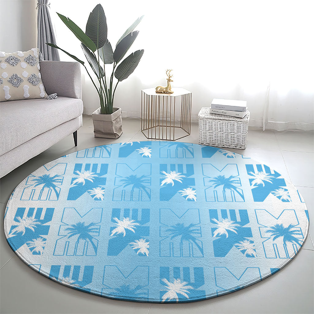 Bula Fiji Round Carpet White Makare Masi Tapa Pattern LT05 - Polynesian Pride