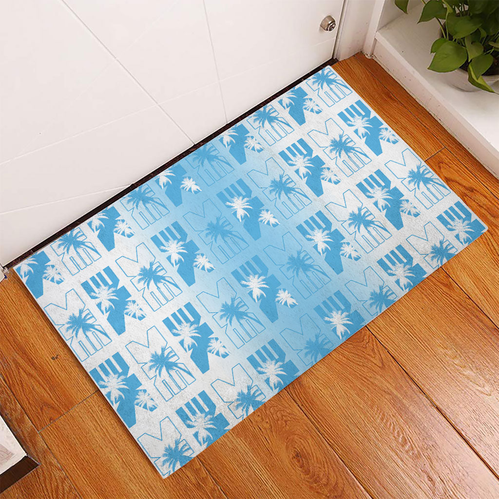 Bula Fiji Rubber Doormat White Makare Masi Tapa Pattern LT05 - Polynesian Pride