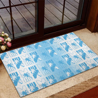 Bula Fiji Rubber Doormat White Makare Masi Tapa Pattern LT05 - Polynesian Pride