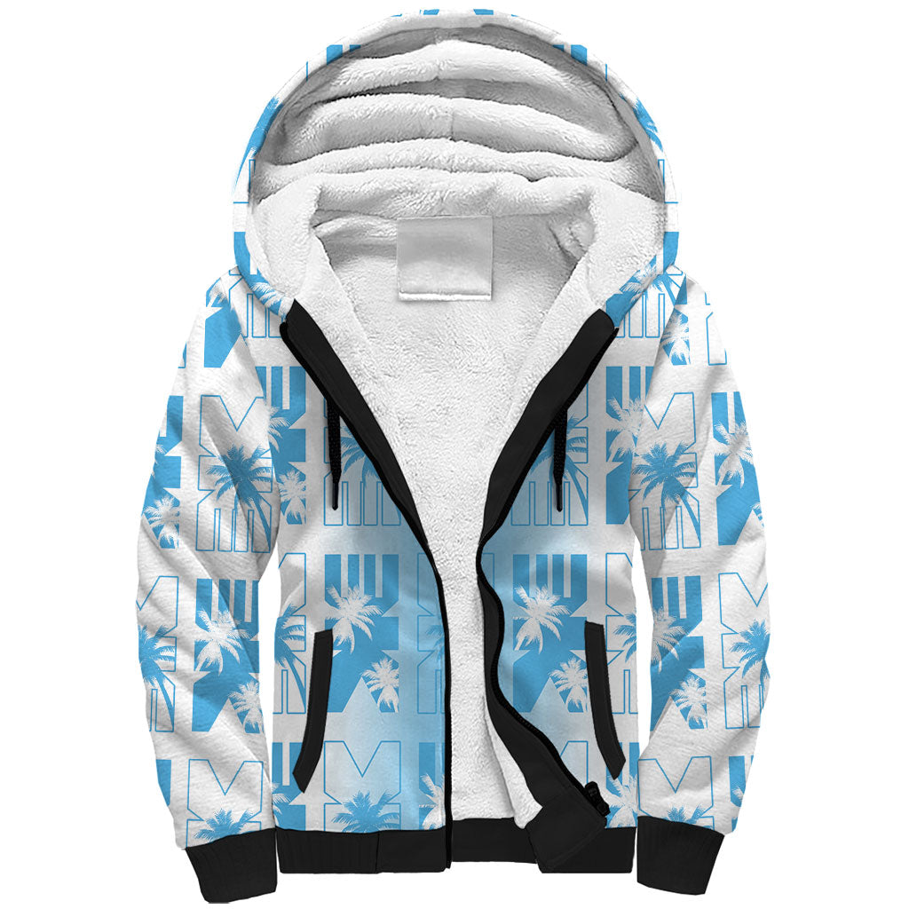 Bula Fiji Sherpa Hoodie White Makare Masi Tapa Pattern LT05 Unisex White - Polynesian Pride