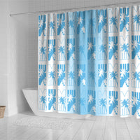Bula Fiji Shower Curtain White Makare Masi Tapa Pattern LT05 - Polynesian Pride