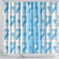 Bula Fiji Shower Curtain White Makare Masi Tapa Pattern LT05 - Polynesian Pride