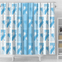 Bula Fiji Shower Curtain White Makare Masi Tapa Pattern LT05 - Polynesian Pride