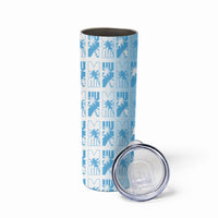 Bula Fiji Skinny Tumbler White Makare Masi Tapa Pattern LT05 - Polynesian Pride