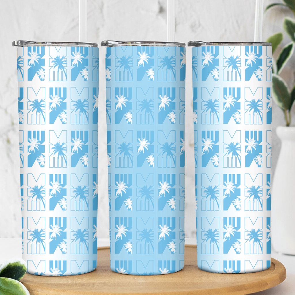 Bula Fiji Skinny Tumbler White Makare Masi Tapa Pattern LT05 - Polynesian Pride