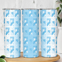 Bula Fiji Skinny Tumbler White Makare Masi Tapa Pattern LT05 - Polynesian Pride
