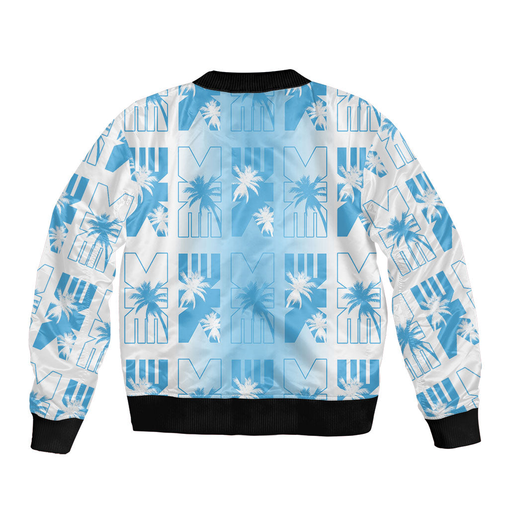Bula Fiji Sleeve Zip Bomber Jacket White Makare Masi Tapa Pattern LT05 - Polynesian Pride