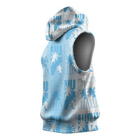 Bula Fiji Sleeveless Hoodie White Makare Masi Tapa Pattern LT05 - Polynesian Pride