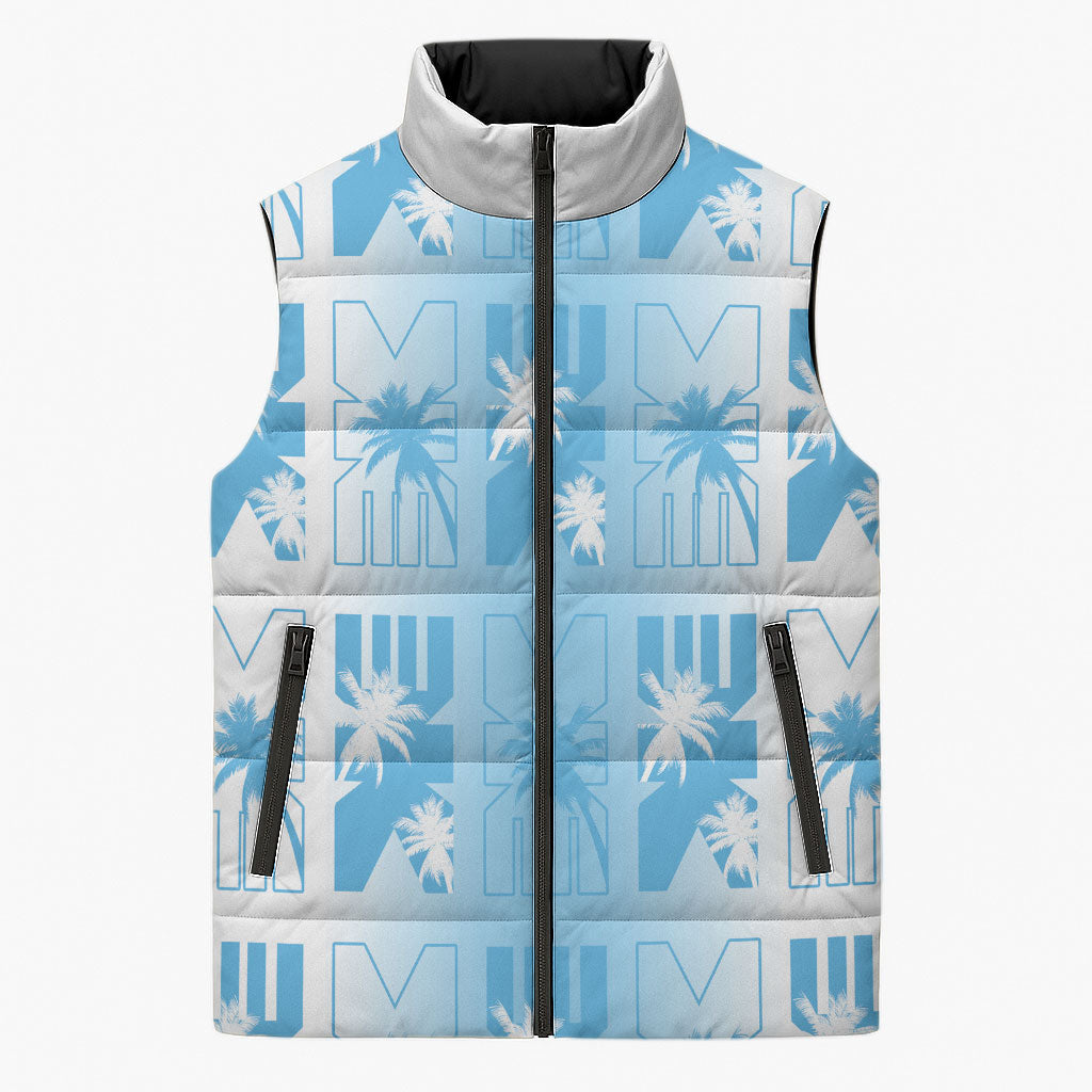 Bula Fiji Sleeveless Puffer Jacket White Makare Masi Tapa Pattern LT05 Unisex White - Polynesian Pride