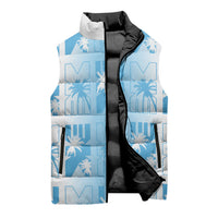 Bula Fiji Sleeveless Puffer Jacket White Makare Masi Tapa Pattern LT05 - Polynesian Pride