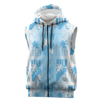 Bula Fiji Sleeveless Zip Hoodie White Makare Masi Tapa Pattern LT05 White - Polynesian Pride