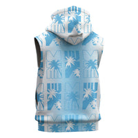 Bula Fiji Sleeveless Zip Hoodie White Makare Masi Tapa Pattern LT05 - Polynesian Pride