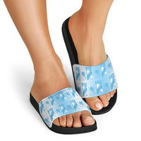 Bula Fiji Slide Sandals White Makare Masi Tapa Pattern LT05 - Polynesian Pride
