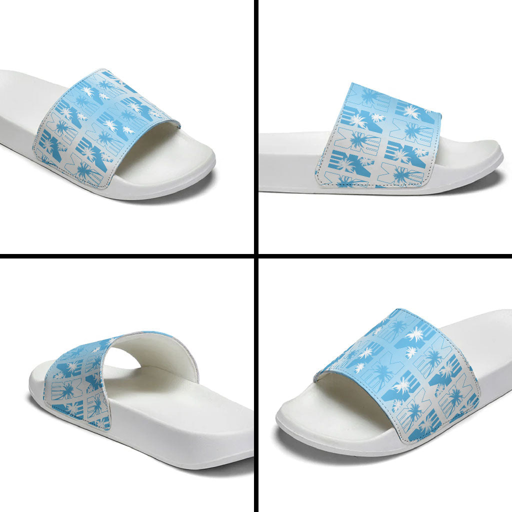 Bula Fiji Slide Sandals White Makare Masi Tapa Pattern LT05 - Polynesian Pride
