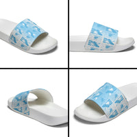 Bula Fiji Slide Sandals White Makare Masi Tapa Pattern LT05 - Polynesian Pride