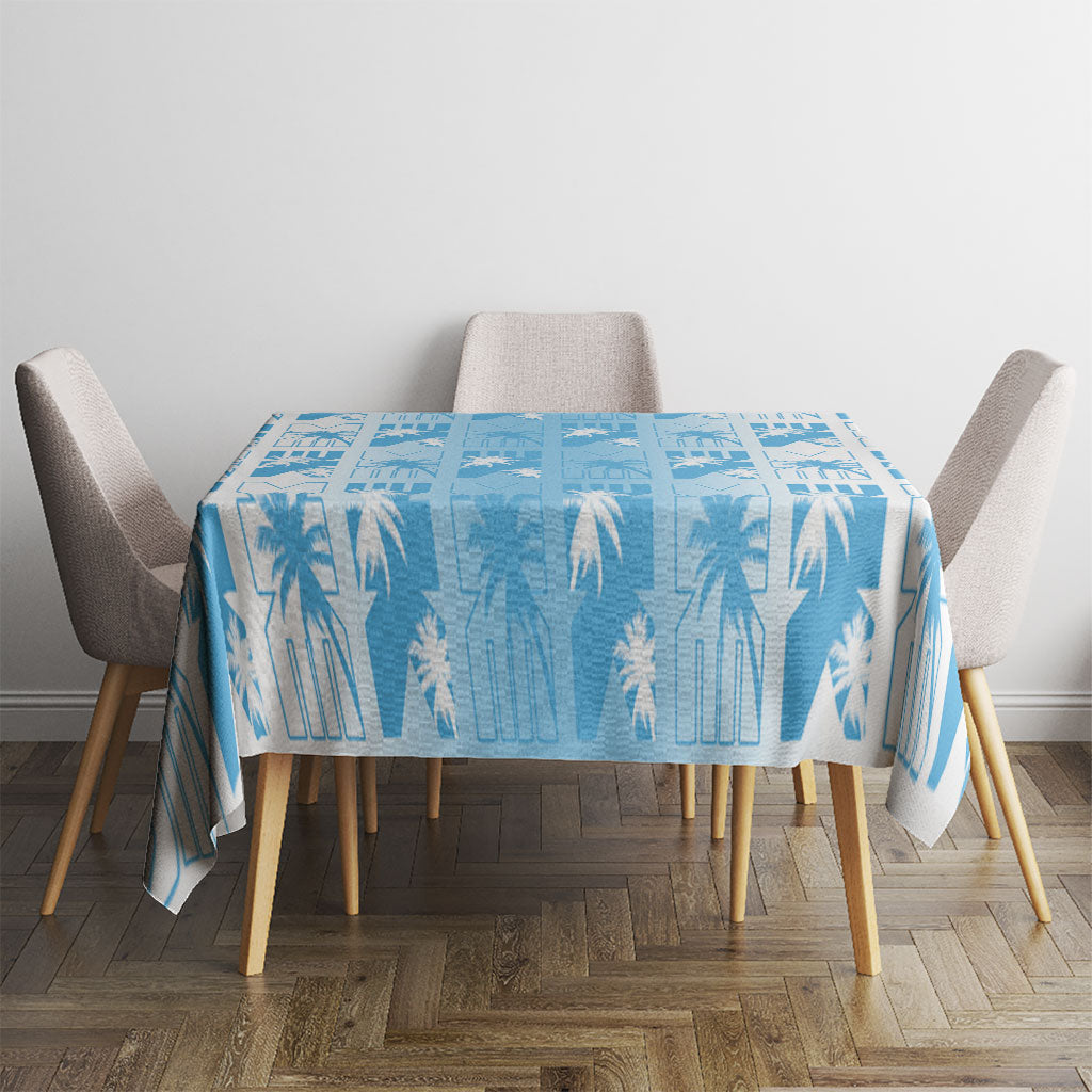 Bula Fiji Tablecloth White Makare Masi Tapa Pattern LT05 - Polynesian Pride