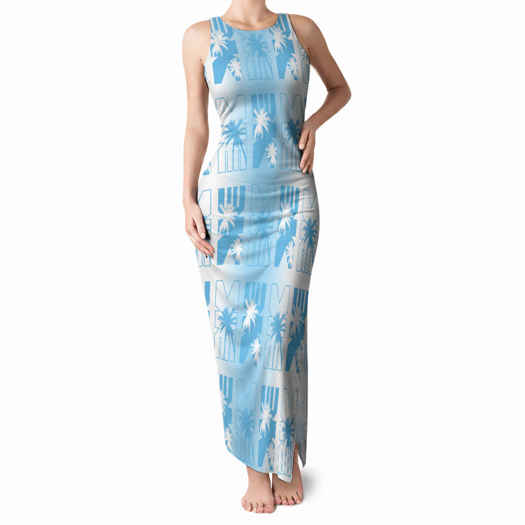 Bula Fiji Tank Maxi Dress White Makare Masi Tapa Pattern LT05 Women White - Polynesian Pride