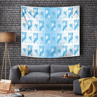 Bula Fiji Tapestry White Makare Masi Tapa Pattern LT05 White - Polynesian Pride