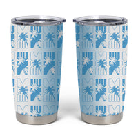 Bula Fiji Tumbler Cup White Makare Masi Tapa Pattern LT05 White - Polynesian Pride