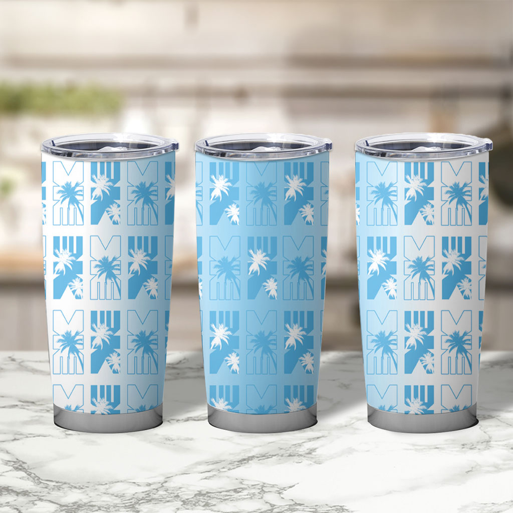 Bula Fiji Tumbler Cup White Makare Masi Tapa Pattern LT05 - Polynesian Pride